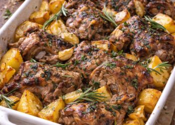 Cabrito assado com alho e alecrim