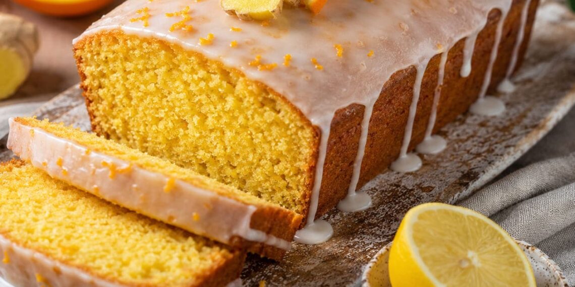 Bolo de laranja e gengibre com glacé de limão